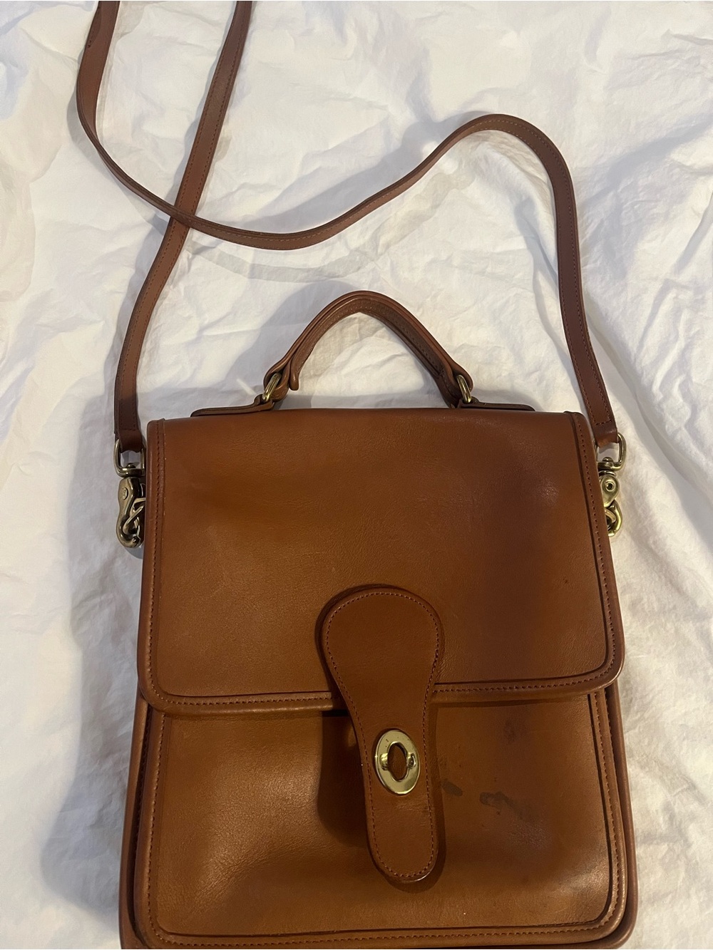 Coach Brown Leather Top-Handle Satchel with Crossbody Strap